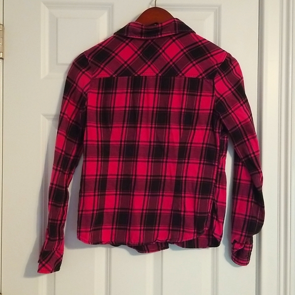 Aeropostale Plaid Button Up, Size M, Pink/Black - Picture 2 of 5